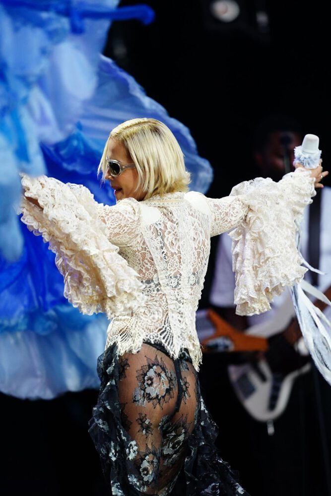Rita Ora Moon Stars Locarno Sheer Lace Thong Ass
