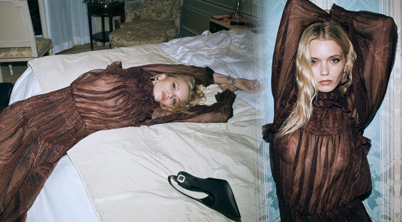 Abbey Lee’s Pierced Nipples and Bare Ass Take Over This Sheer Hotel Photoshoot (NSFW)