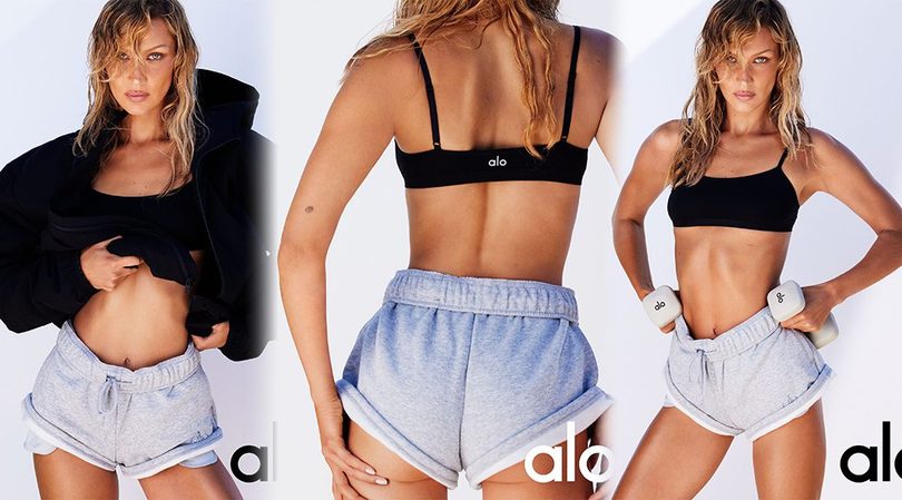 Bella Hadid Flaunts Stripped-Down Body and Bare Abs in Sensual Alo Workout Gear