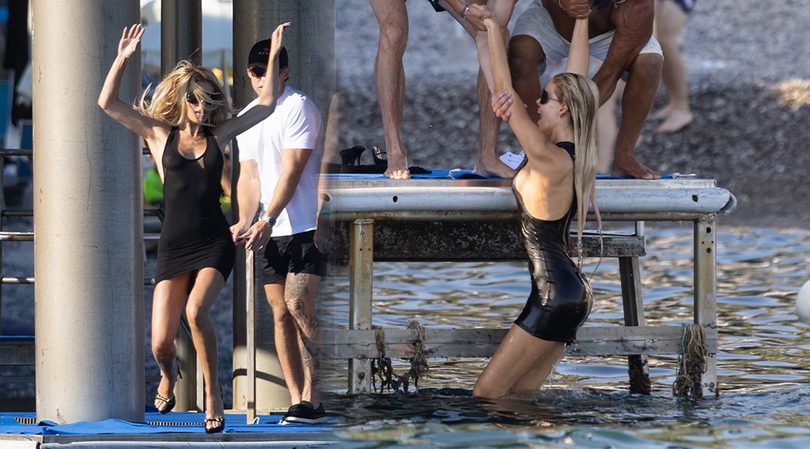 Brooks Nader Goes Braless in Ultra-Sheer Black Dress for Wild Italy Dip