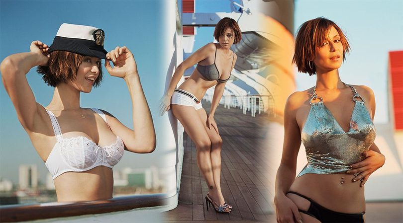 Catherine Bell Flaunts Her Curves On Deck In Sexy 2002 FHM Bikini Shoot