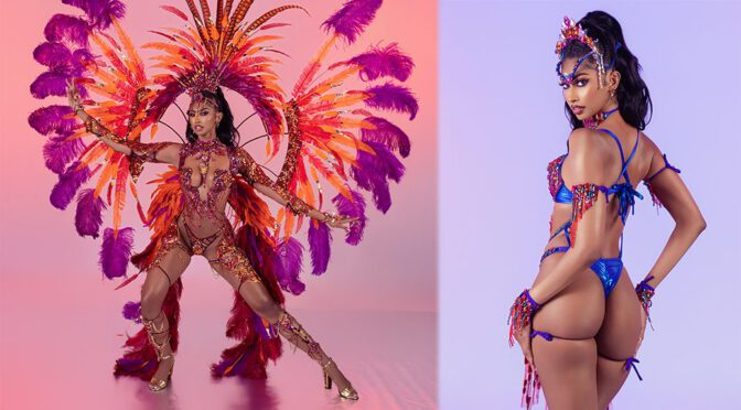 Jasmine Chola’s Body on Full Display in Revel Nation Aeroverse Crystal and Feather Carnival Looks