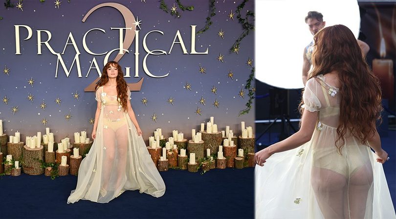 Joey King Goes Nearly Naked in Sheer Yellow Miu Miu — Ass and Lingerie Fully on Display at Practical Magic 2 Premiere