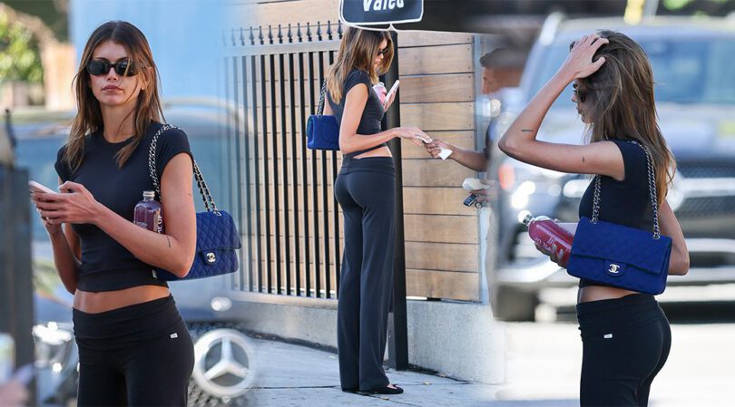 Kaia Gerber Flaunts Her Toned Booty in Tight Black Leggings