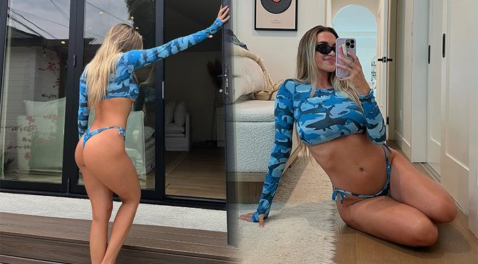 Kayla Simmons Bares Underboob and Sexy Booty in Blue Thong