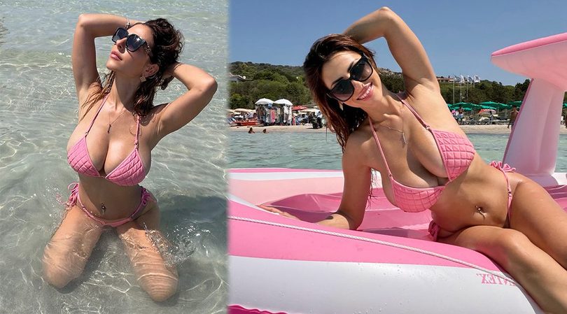 Maddalena Cabizzosu’s Pink Bikini Barely Contains Those Massive Italian Curves on a Sizzling Sardinia Beach