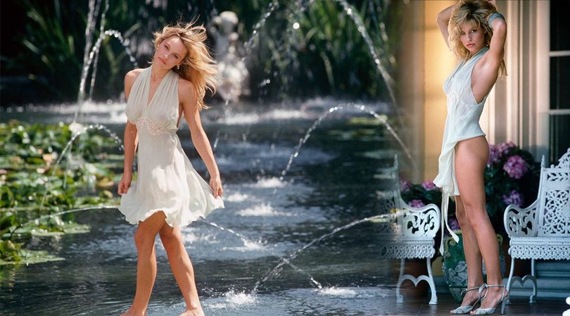 Vintage Pamela Anderson Uncensored Photoshoot in Sheer Slip Dress