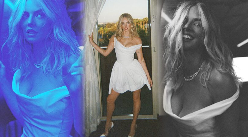 Samara Weaving Pops Out of Ultra Low Corset Dress with Naughty Attitude and Busty Display