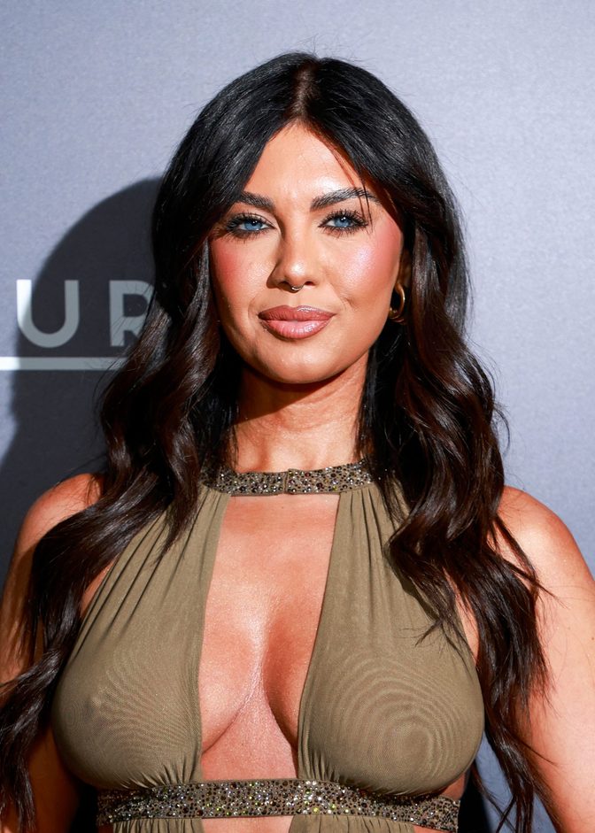 Belle Hassan Boobs Cleavage Olive Cutout Dress London