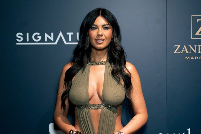 Belle Hassan Boobs Cleavage Olive Cutout Dress London