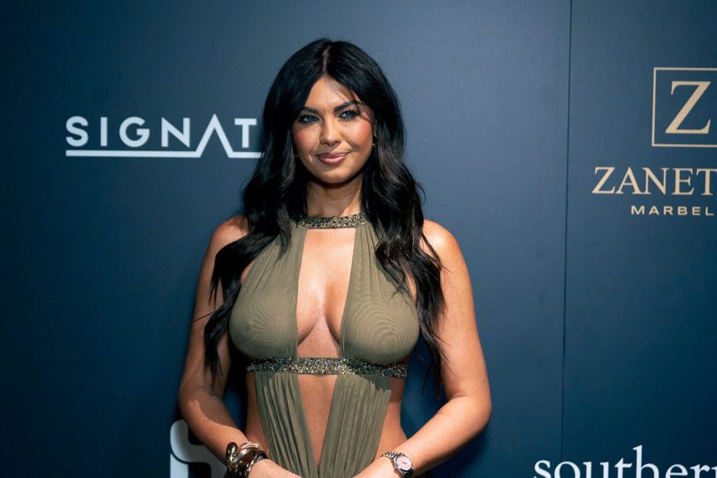 Belle Hassan Boobs Cleavage Olive Cutout Dress London