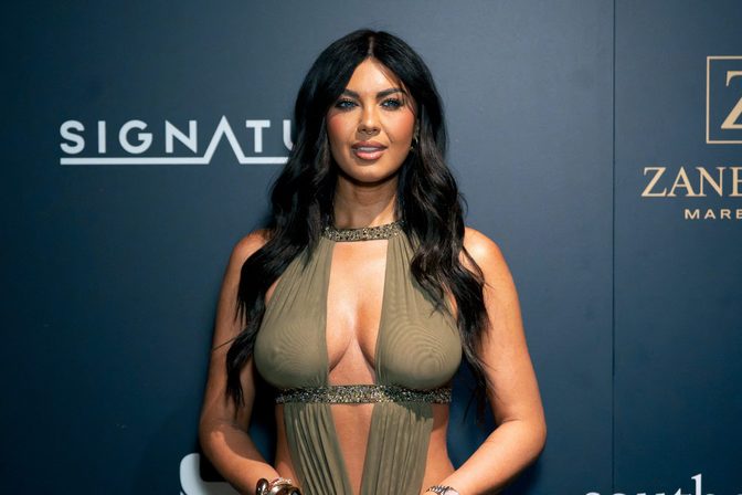 Belle Hassan Boobs Cleavage Olive Cutout Dress London