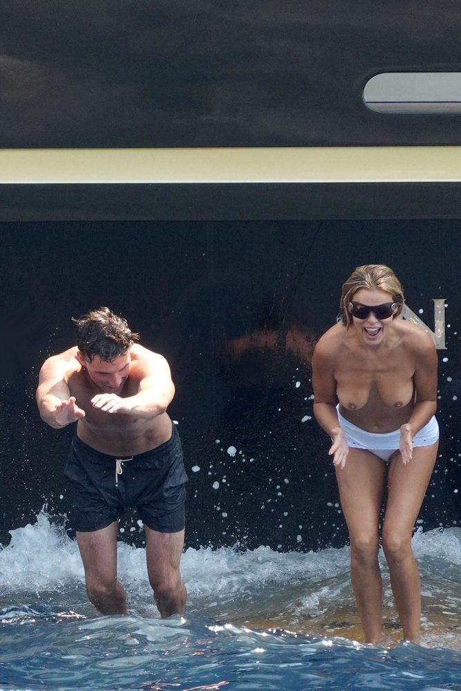 Brooks Nader Topless Positano Yacht Bare Breasts White Bottoms