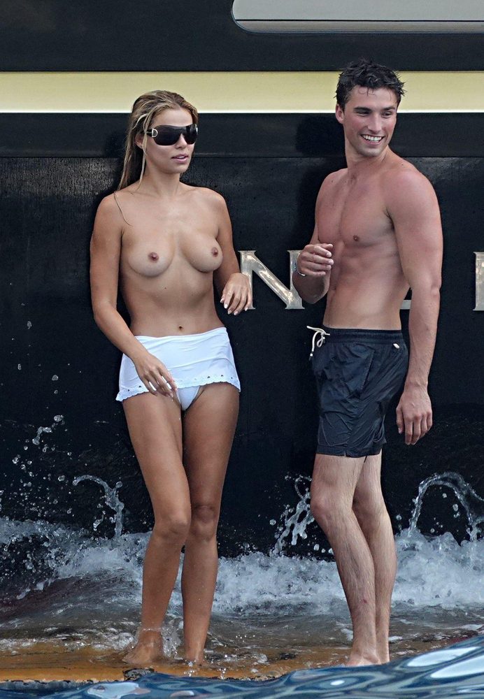 Brooks Nader Topless Positano Yacht Bare Breasts White Bottoms