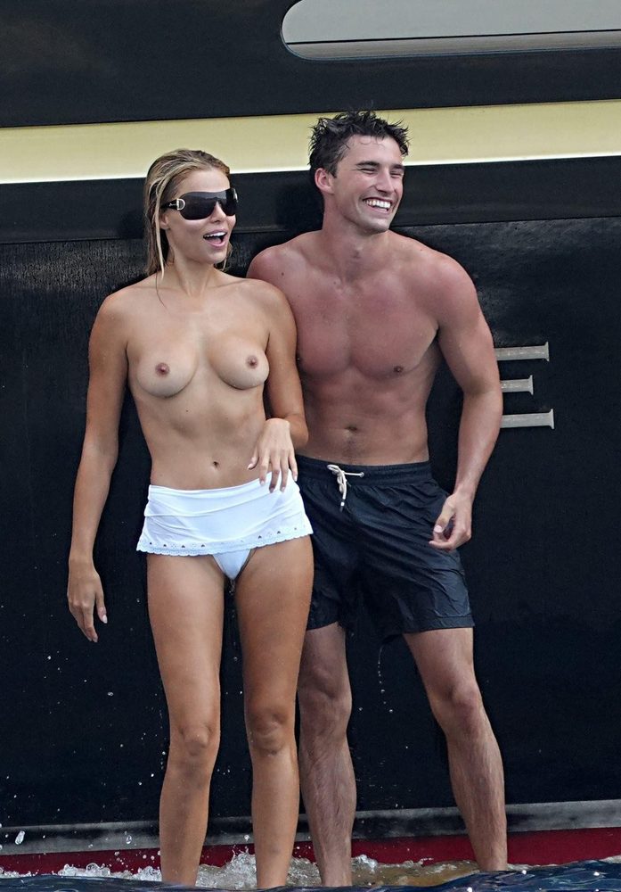 Brooks Nader Topless Positano Yacht Bare Breasts White Bottoms