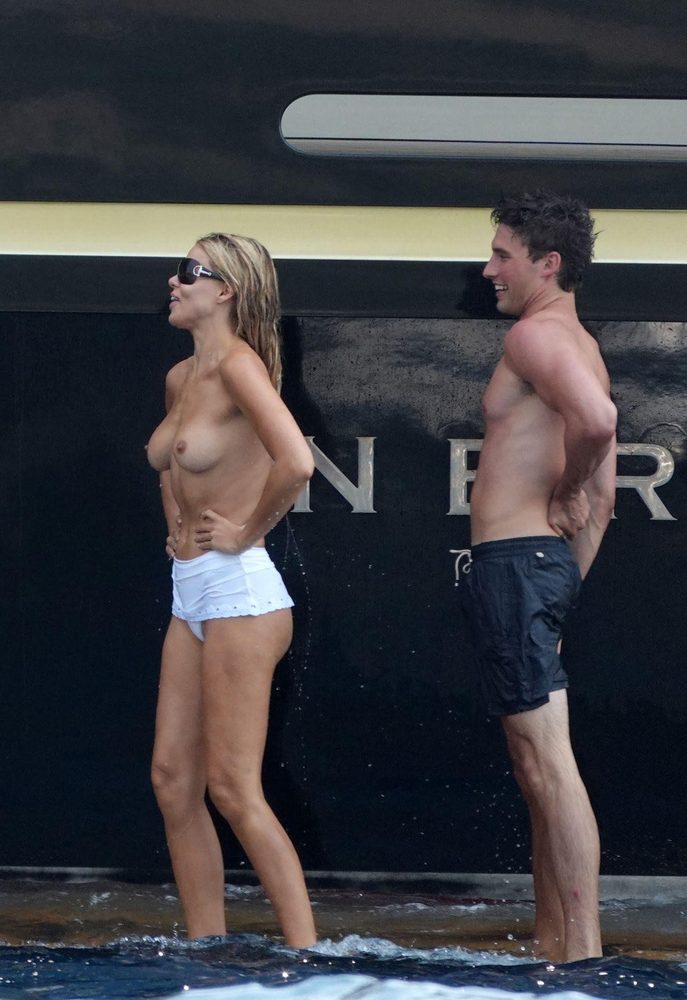 Brooks Nader Topless Positano Yacht Bare Breasts White Bottoms