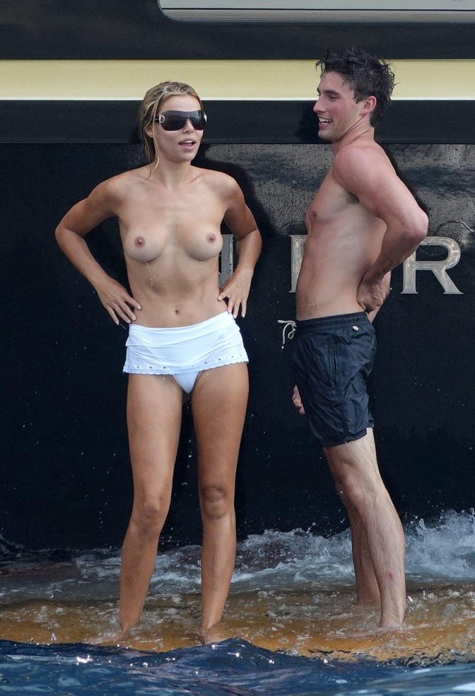 Brooks Nader Topless Positano Yacht Bare Breasts White Bottoms