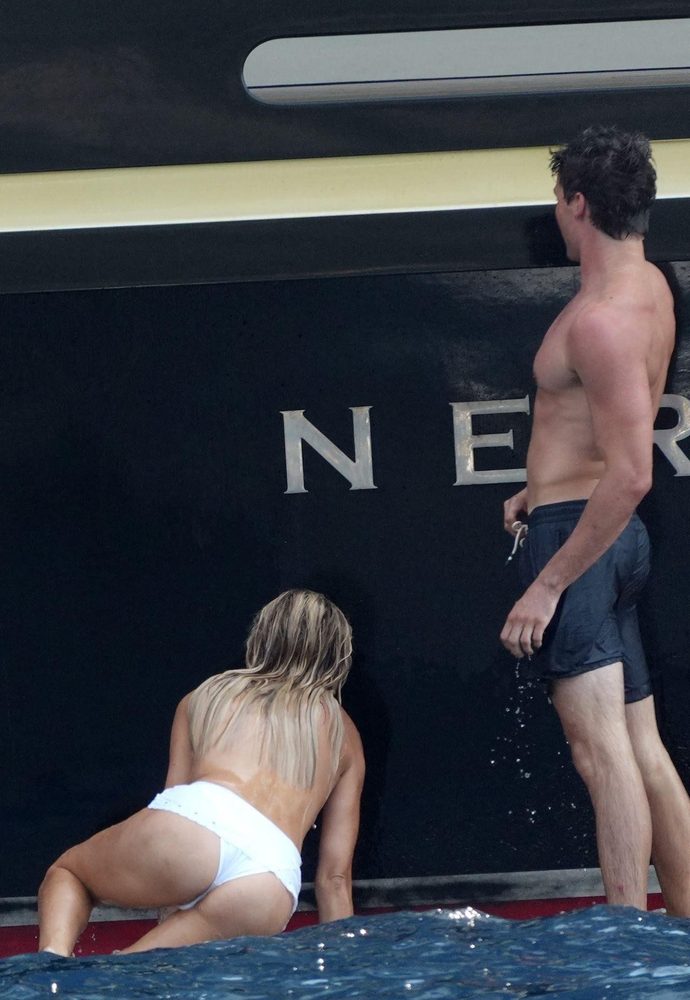 Brooks Nader Topless Positano Yacht Bare Breasts White Bottoms