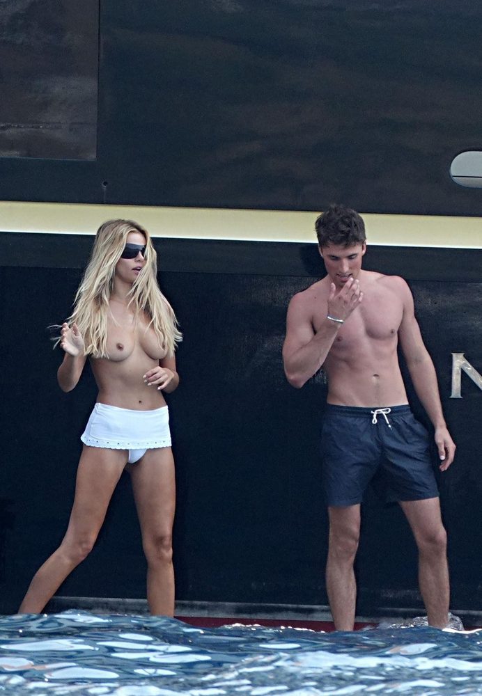 Brooks Nader Topless Positano Yacht Bare Breasts White Bottoms