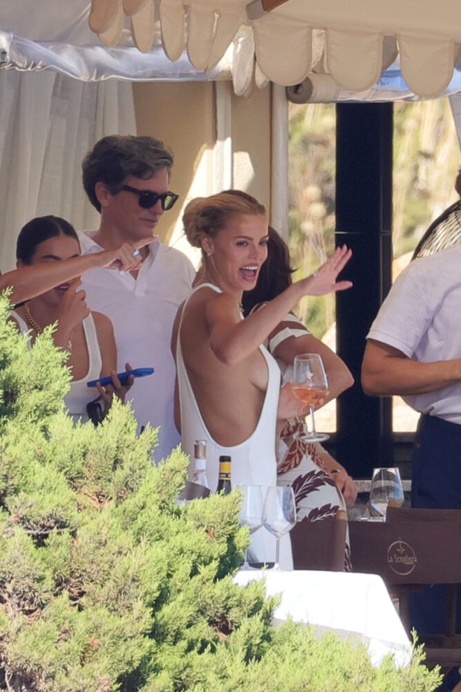Brooks Nader White Plunging Dress Boobs Sardinia Boat