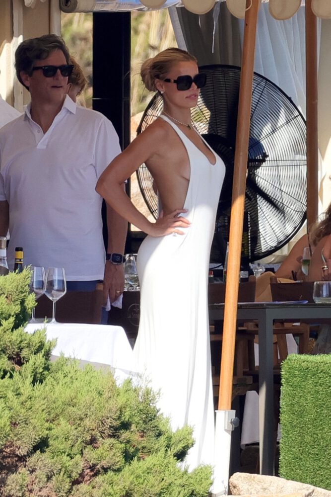 Brooks Nader White Plunging Dress Boobs Sardinia Boat