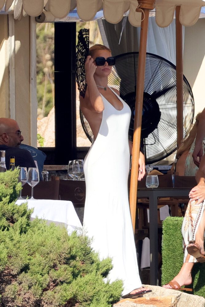 Brooks Nader White Plunging Dress Boobs Sardinia Boat