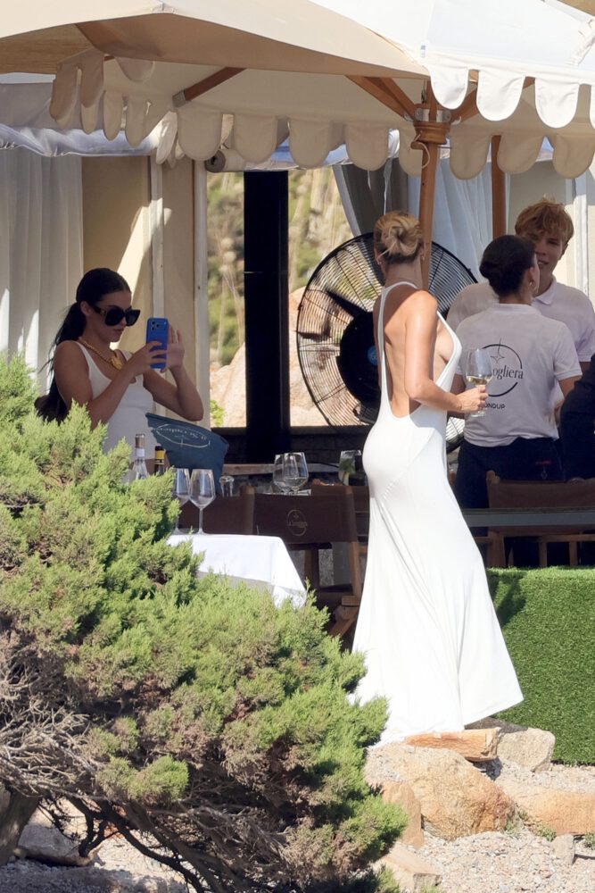 Brooks Nader White Plunging Dress Boobs Sardinia Boat