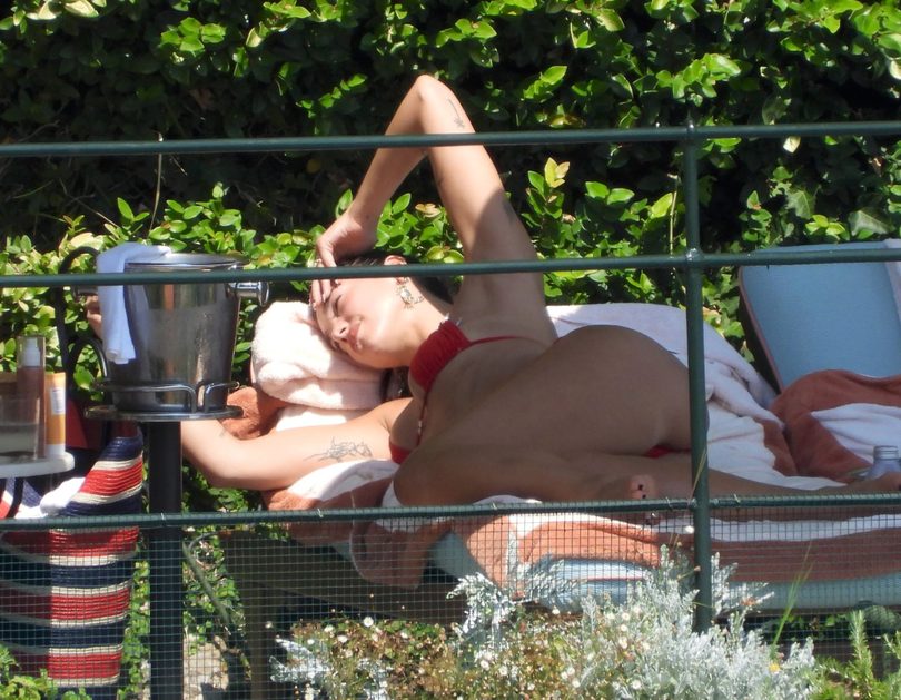 Dua Lipa Sexy Ass Thong Bikini Topless Sunbathing