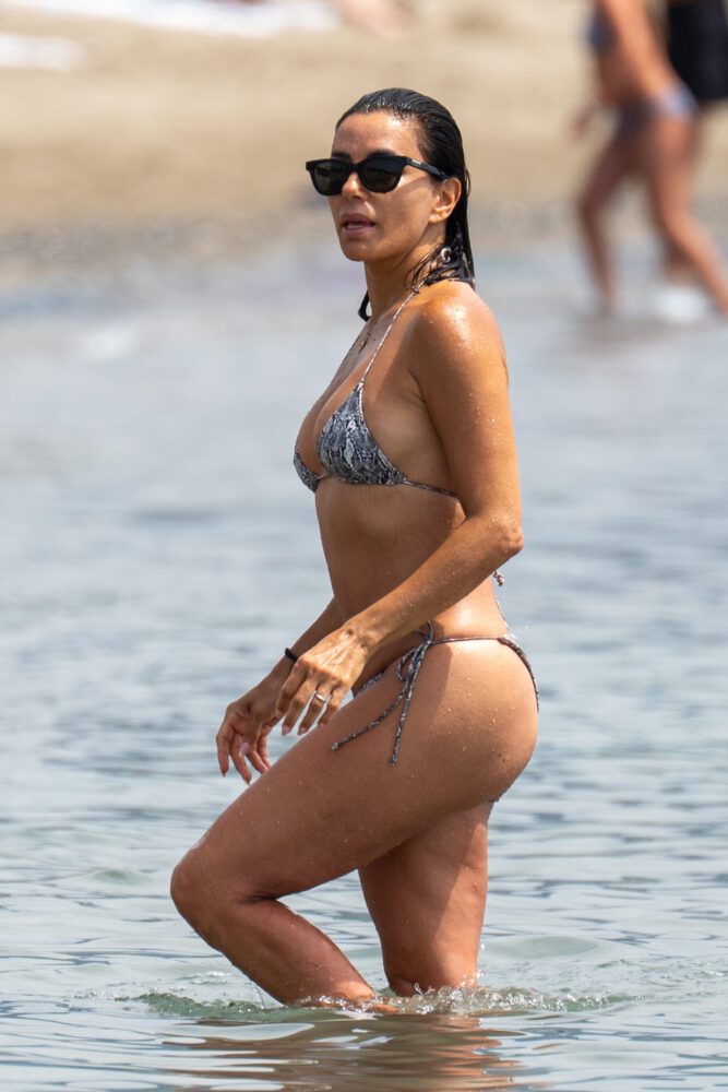 Eva Longoria Booty Cleavage Snakeskin Bikini Marbella