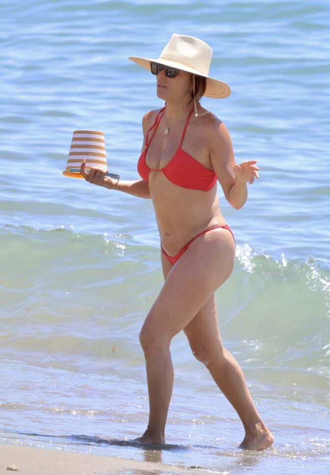 Eva Longoria Red Bikini Booty Marbella Beach
