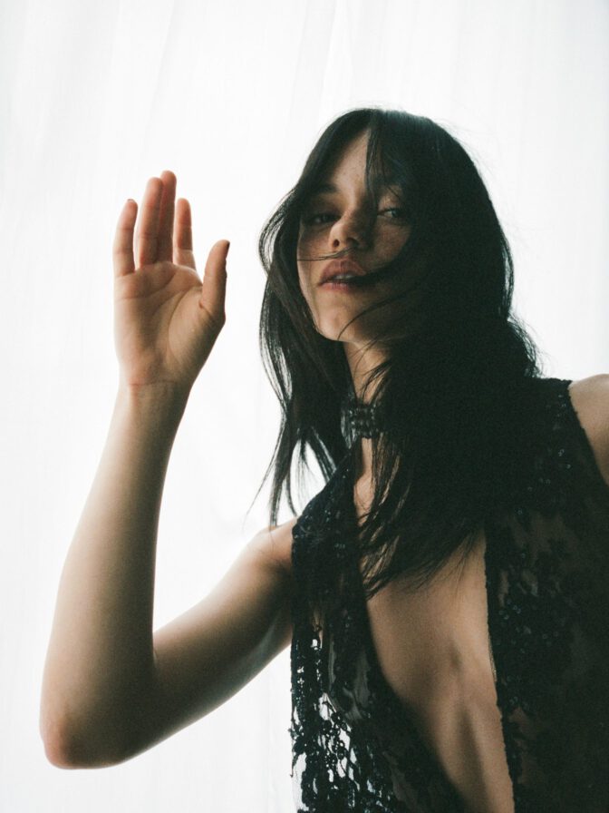 Jenna Ortega Braless Sheer Lace Esquire Outtakes