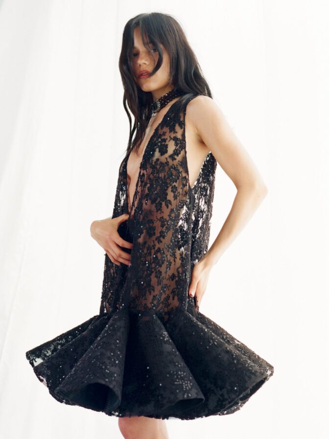 Jenna Ortega Braless Sheer Lace Esquire Outtakes