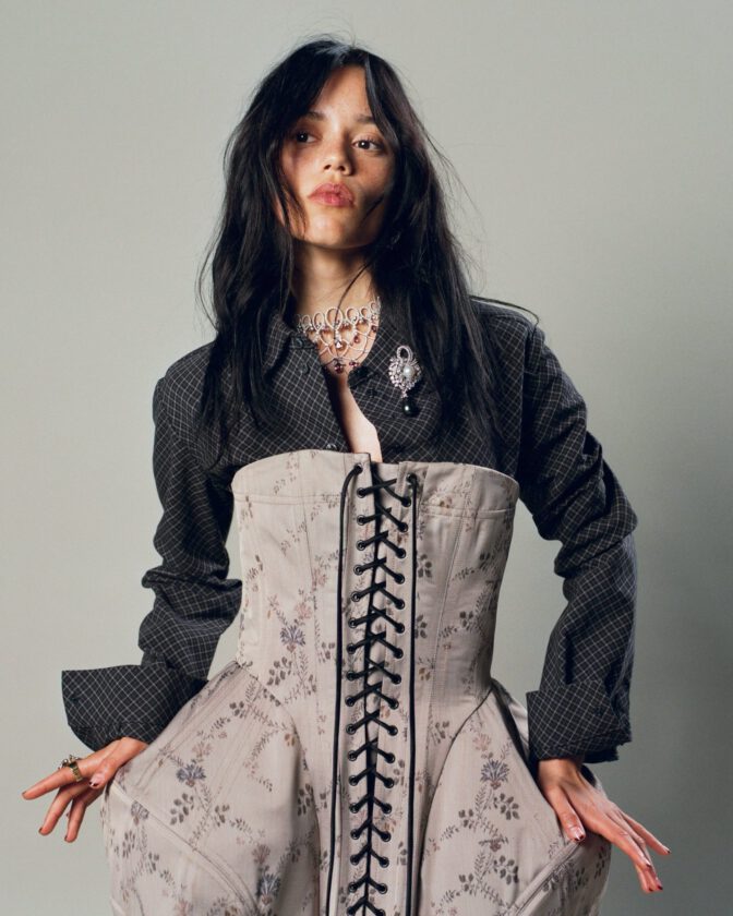 Jenna Ortega Braless Sheer Lace Esquire Outtakes