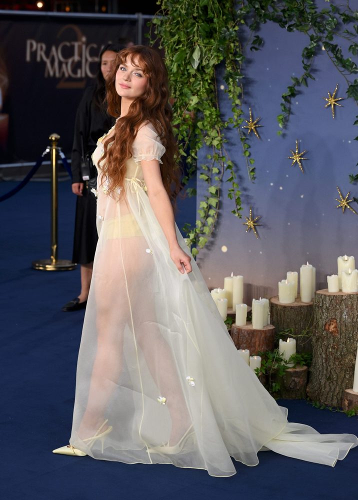 Joey King Sheer Yellow Dress Ass Lingerie Practical Magic Two Premiere
