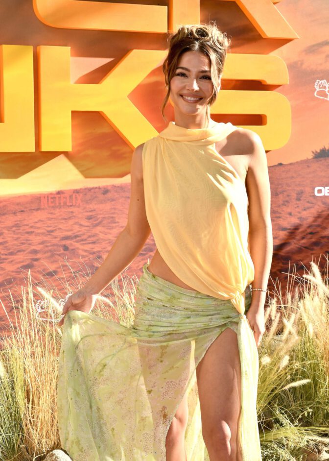 Madelyn Cline Braless Sheer Yellow Top Outer Banks