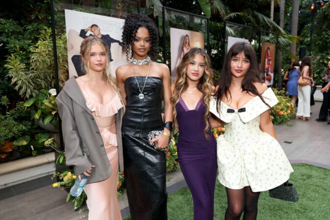 Ora Duplass Cleavage Peach Ruffled Dress Variety Power Young Hollywood