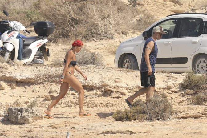 Rita Ora Sexy Bikini Juicy Ass Snakeskin Thong Ibiza
