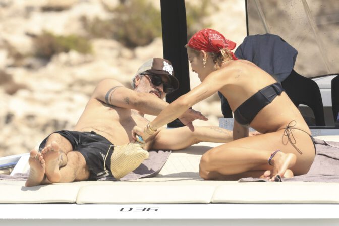Rita Ora Sexy Bikini Juicy Ass Snakeskin Thong Ibiza