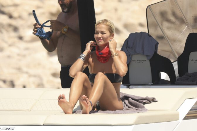 Rita Ora Sexy Bikini Juicy Ass Snakeskin Thong Ibiza