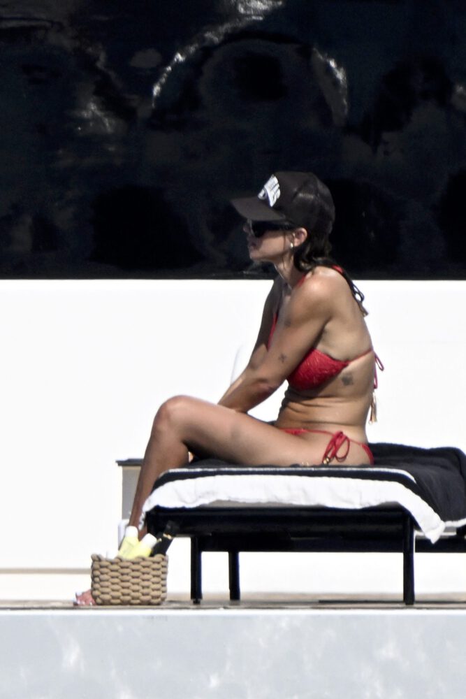 Stassie Karanikolaou Big Boobs Ass Red Bikini Yacht Sardinia