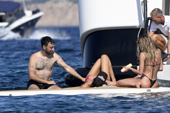 Stassie Karanikolaou Big Boobs Ass Red Bikini Yacht Sardinia