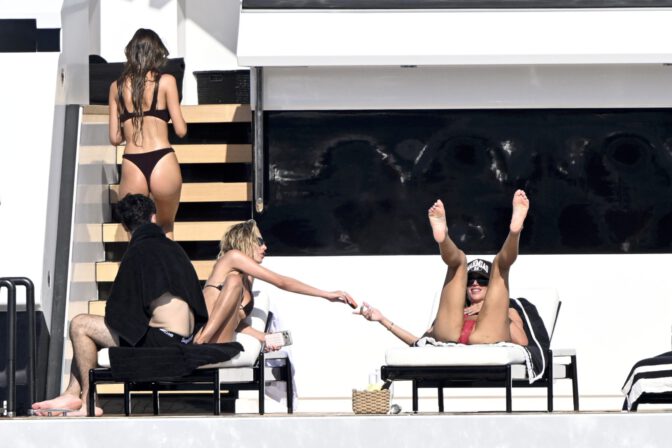 Stassie Karanikolaou Big Boobs Ass Red Bikini Yacht Sardinia