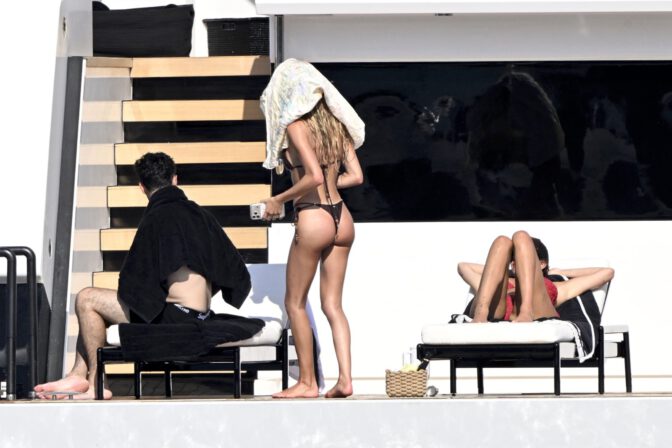 Stassie Karanikolaou Big Boobs Ass Red Bikini Yacht Sardinia
