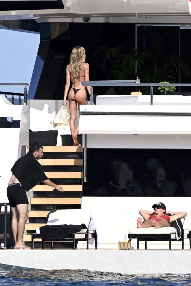 Stassie Karanikolaou Big Boobs Ass Red Bikini Yacht Sardinia