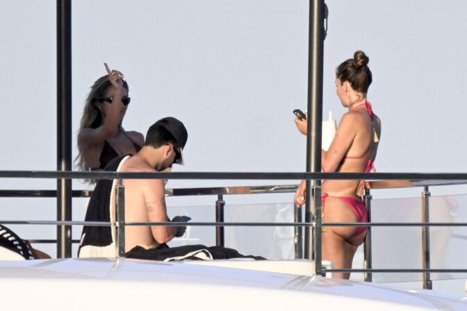 Stassie Karanikolaou Big Boobs Ass Red Bikini Yacht Sardinia
