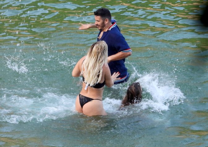 Wanda Nara Curvy Black Thong Bikini Portofino