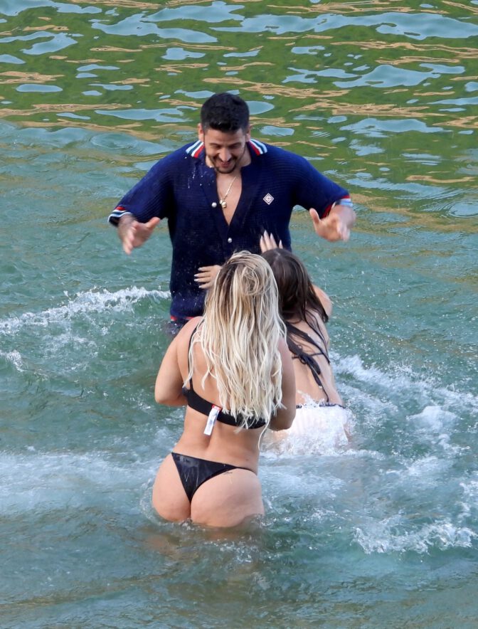 Wanda Nara Curvy Black Thong Bikini Portofino
