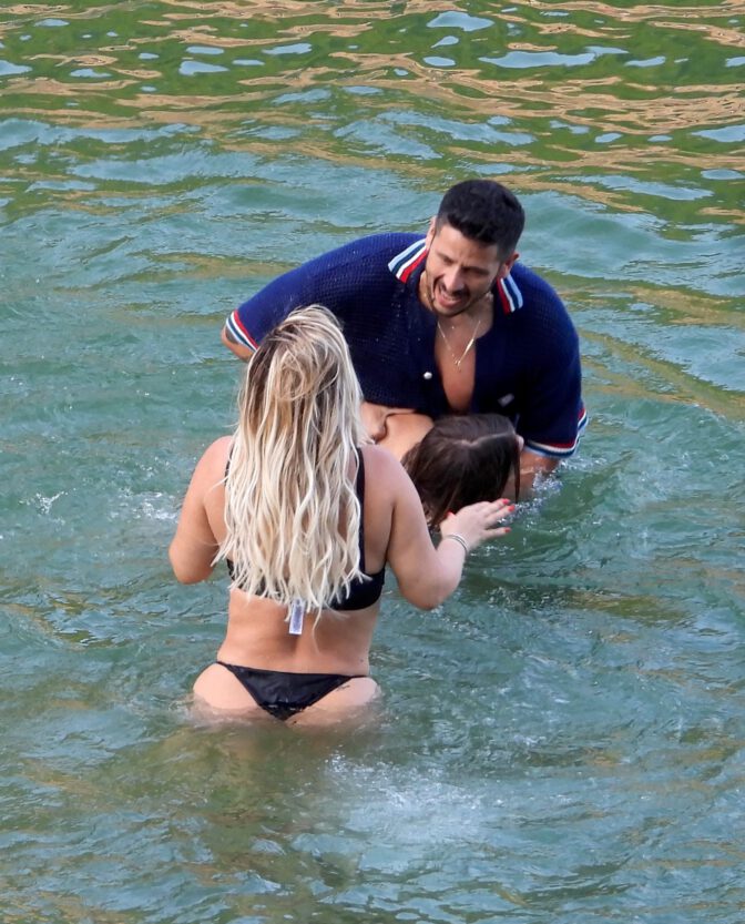 Wanda Nara Curvy Black Thong Bikini Portofino