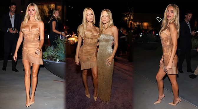Brooks Nader’s Sheer Nude Dress Nearly Melts the MPTF Party as Cleavage and Curves Steal the Night