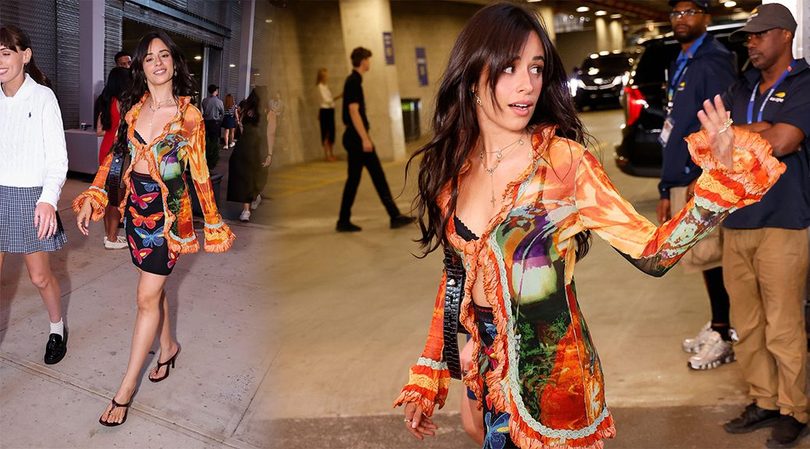 Camila Cabello Flashes Sexy Bra in Sheer Tie Top at U.S. Open